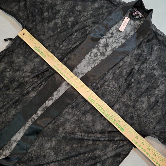 Victorias Secret NEW Black Lace Open Front Lightweight Sheer Robe Whimsigoth M/L - Picture 8 of 9
